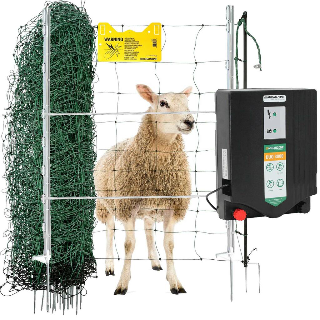 Agrarzone wolf emergency set for sheep DUO 3000 12V/230V, 4,5J, net 500m x 90cm + wire 1000m