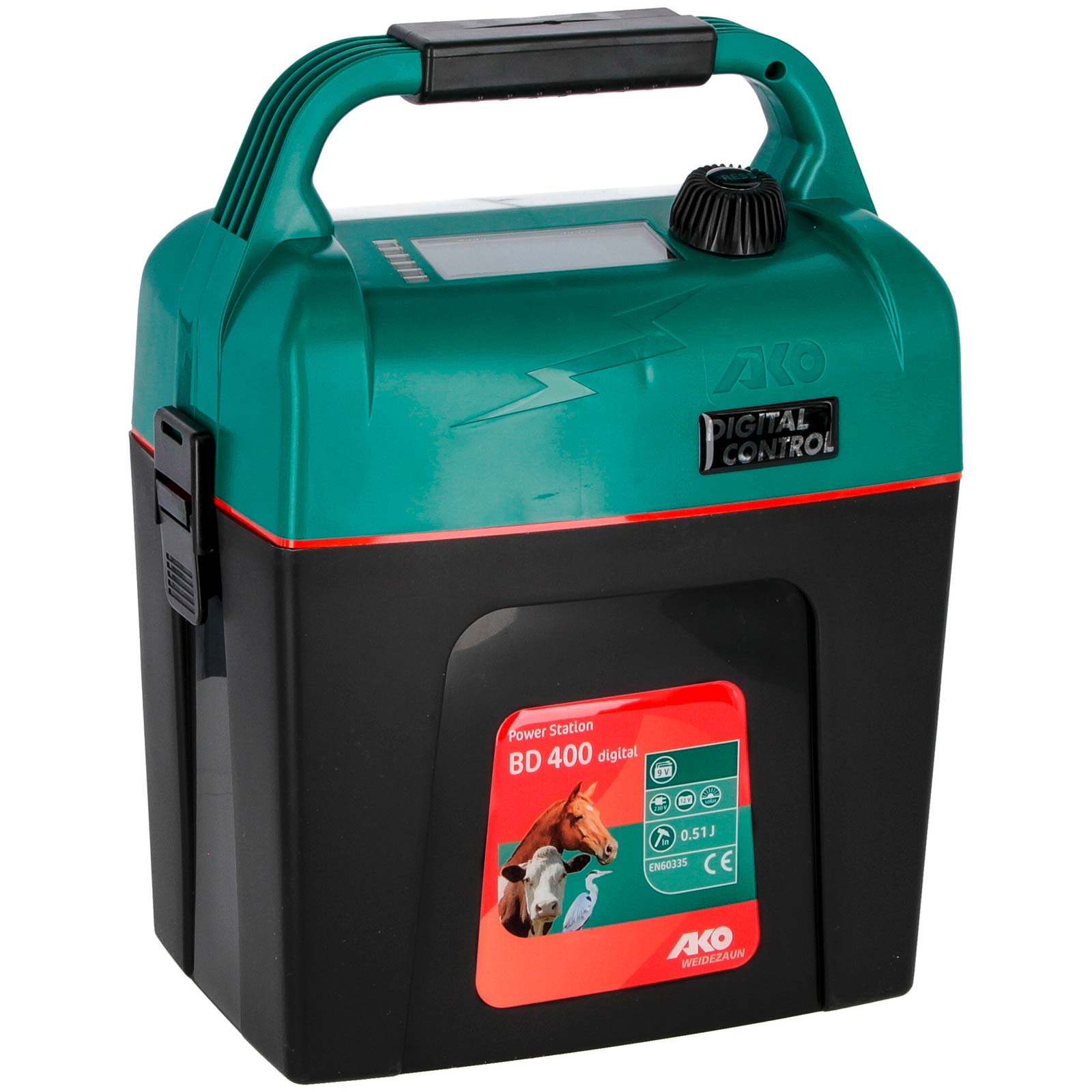 AKO Power Station BD 400 digital electric fence energiser 9V, 0,51 joules