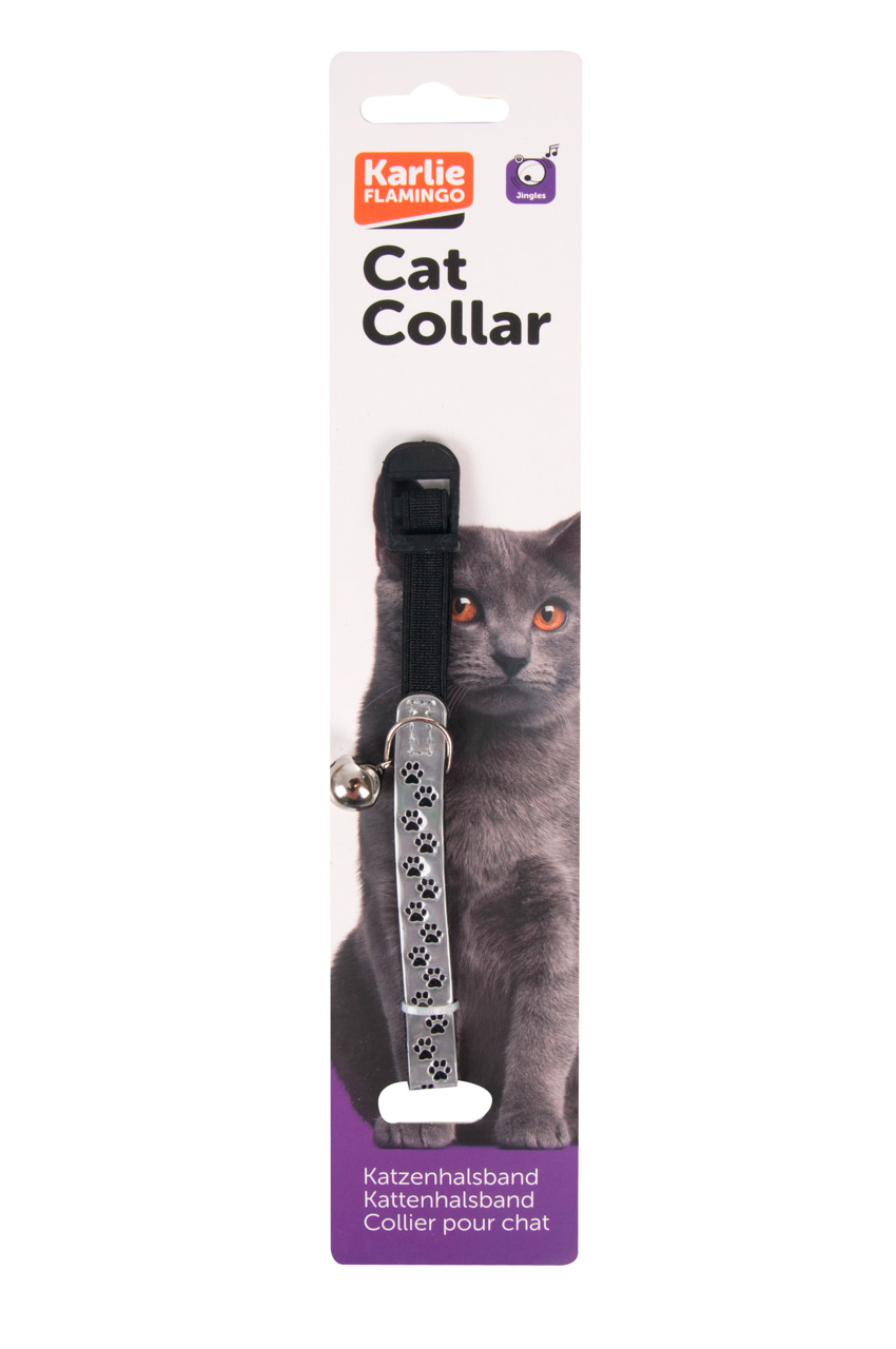 CAT COLLAR PAW GREY 30cm 10mm