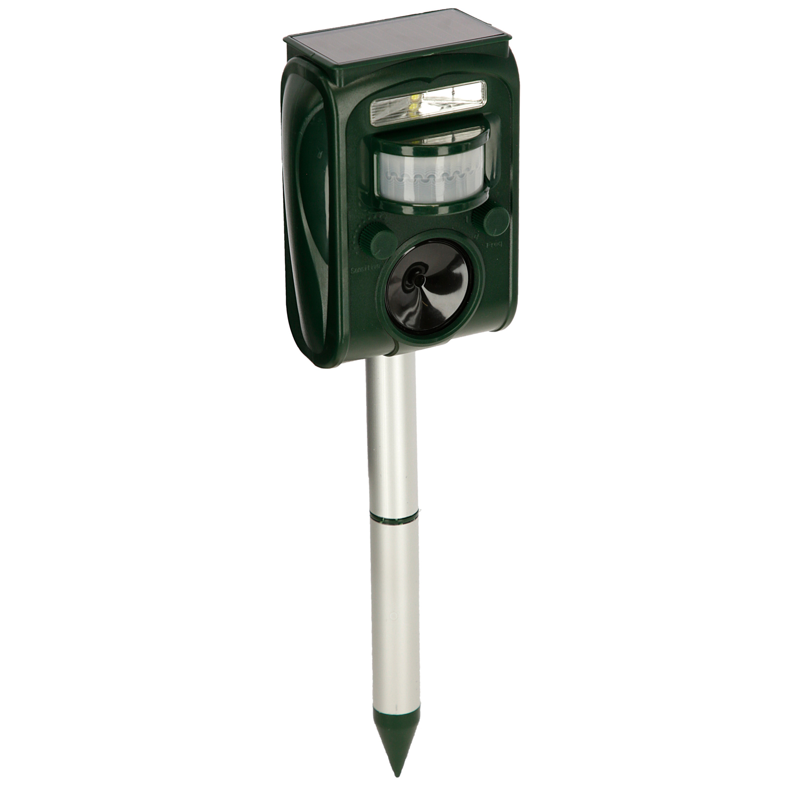 Kerbl SonicFlash ultrasonic animal repeller with solar panel