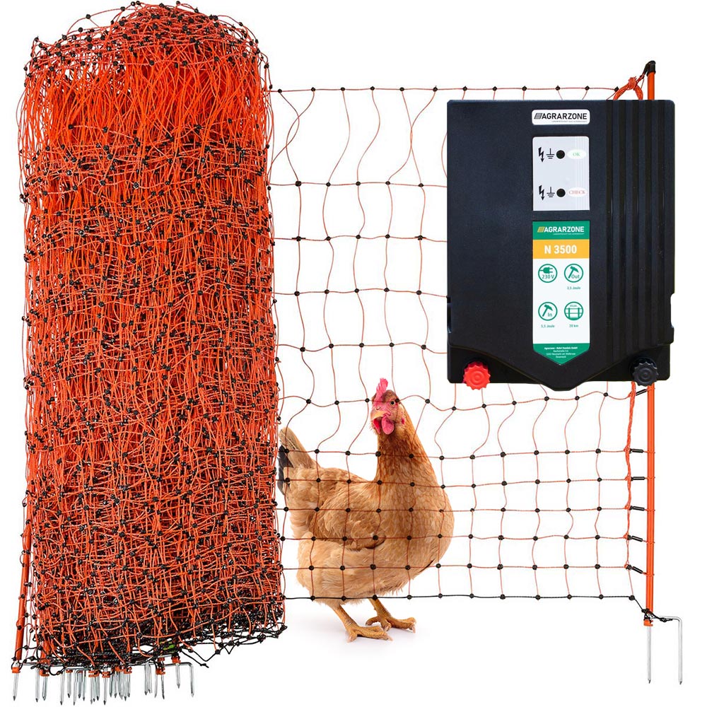 Agrarzone poultry Fence Set N3500 230V, 5.5J, net 50m x 112cm, orange
