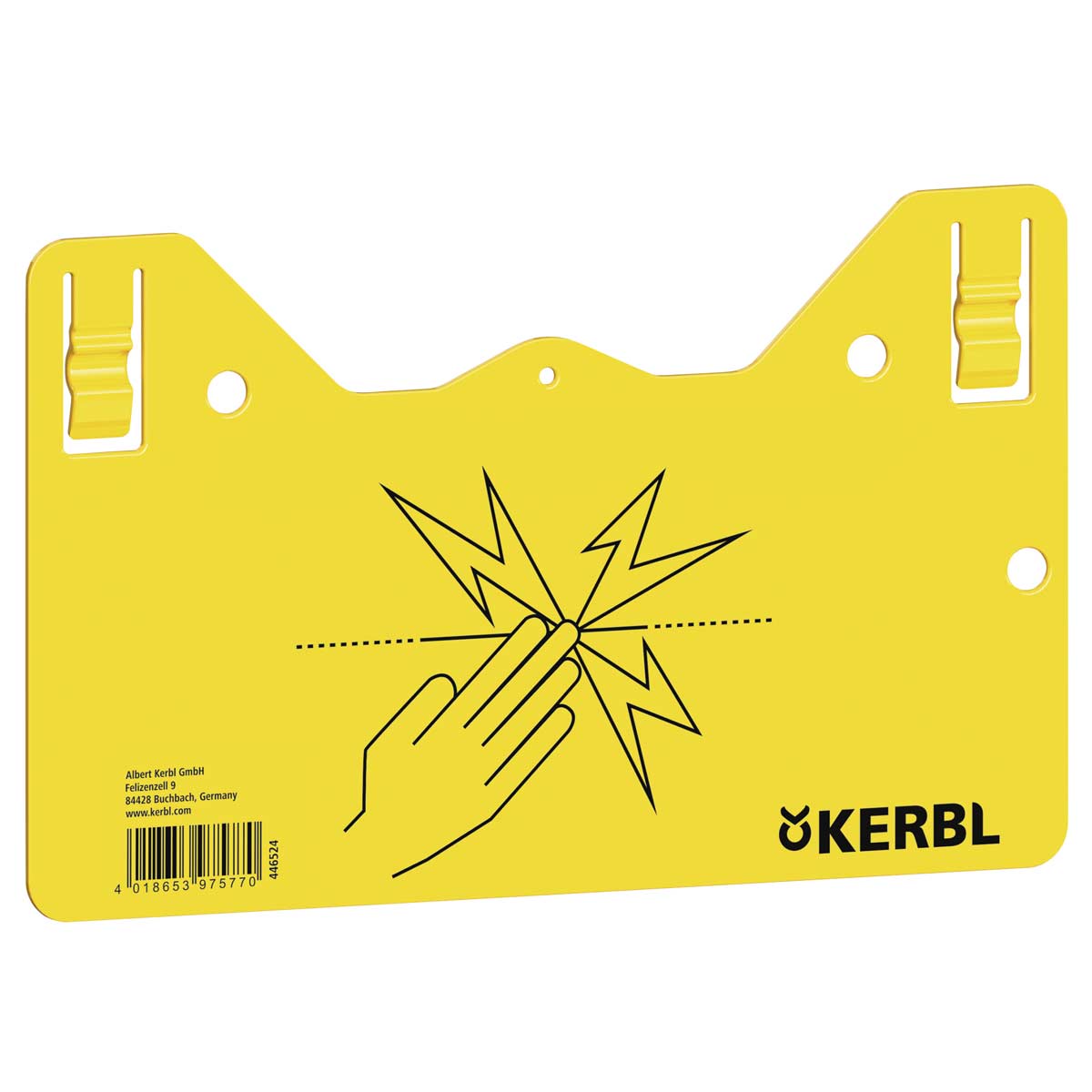 Warning sign hook-in printed on 2 sides