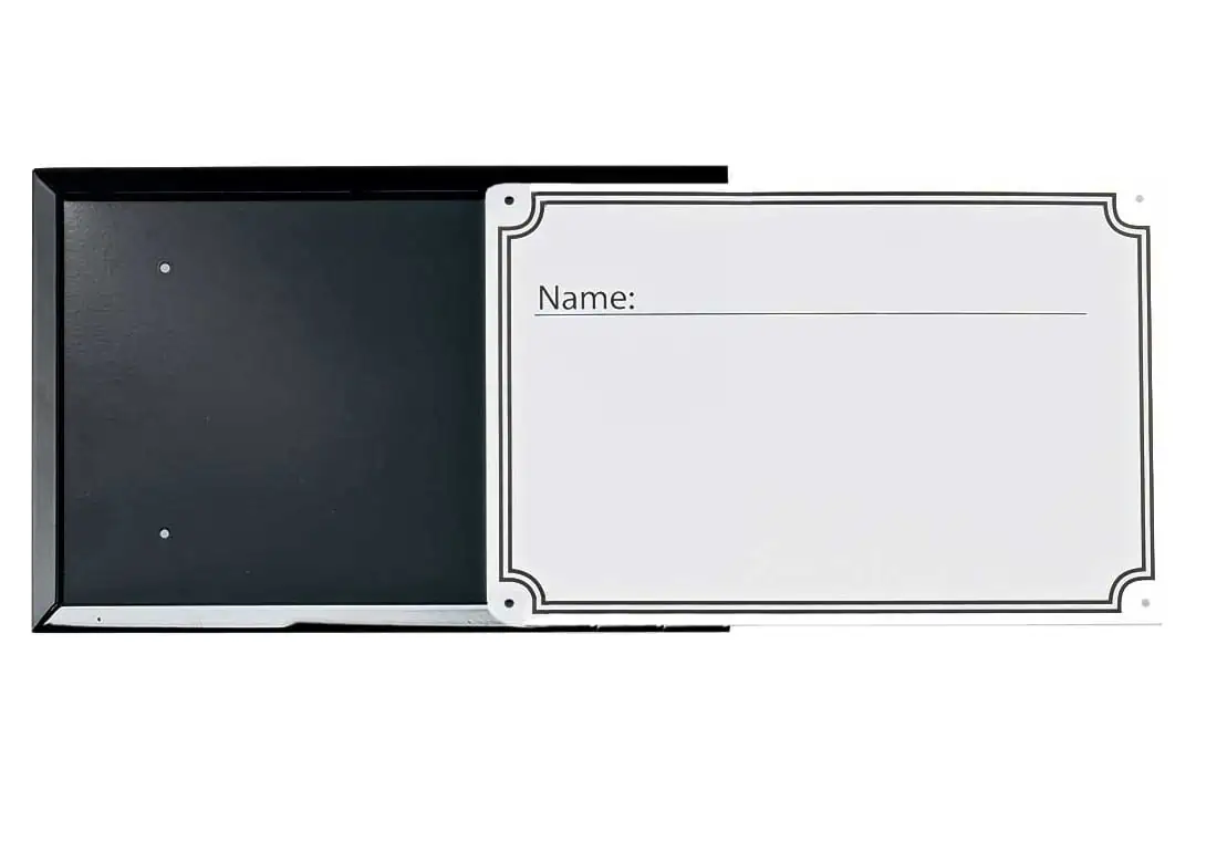 Box sign name, white