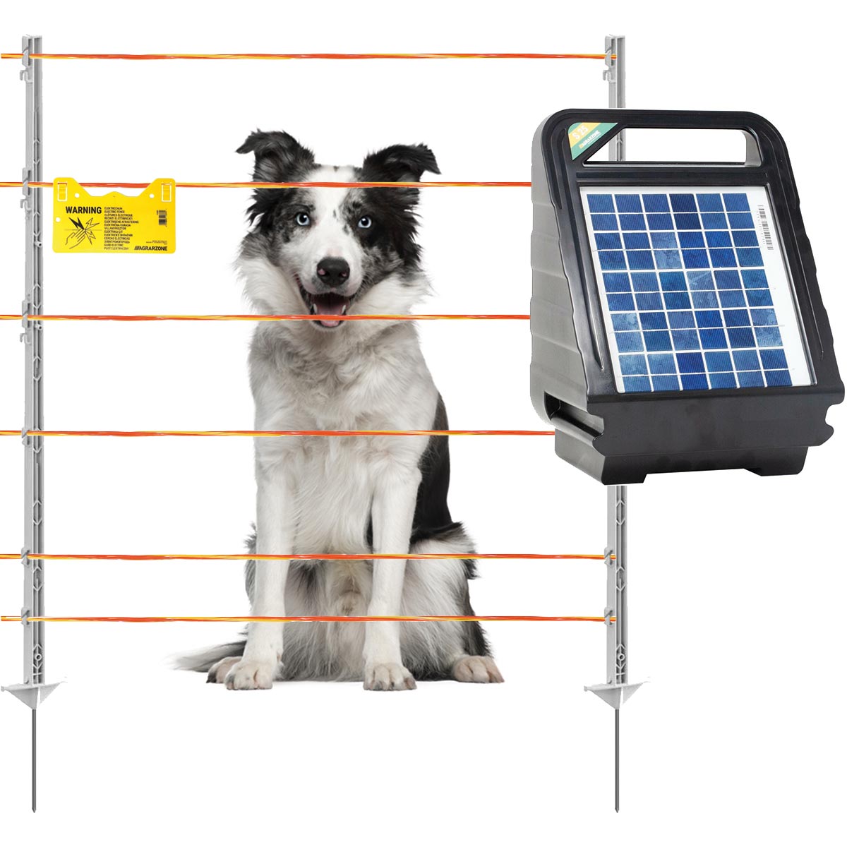 Agrarzone dog fence set S25 SOLAR 12V, 0,4J, wire 500m, orange-yellow
