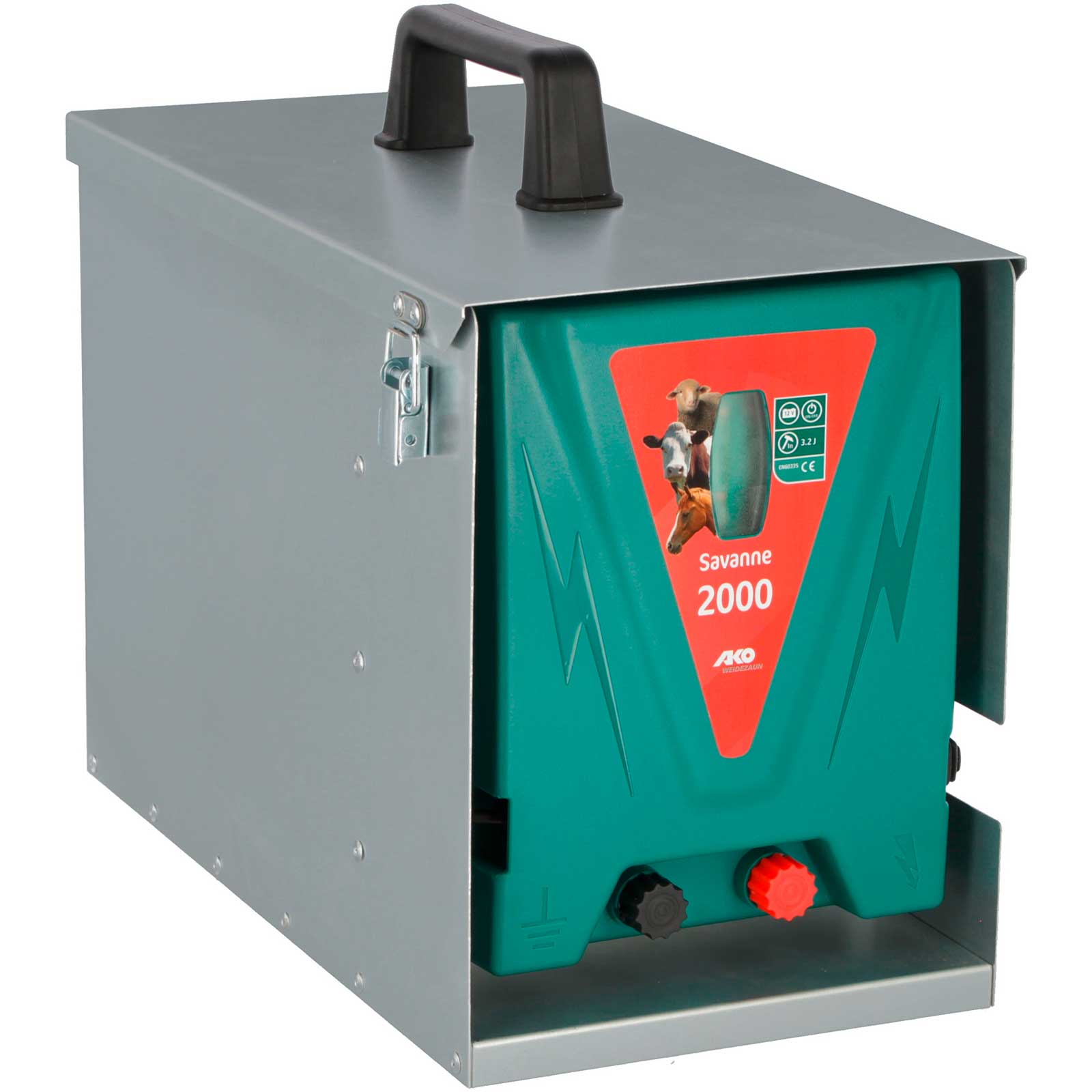 AKO Savanne 2000 electric fence energiser with Metallbox, 3,2 joules