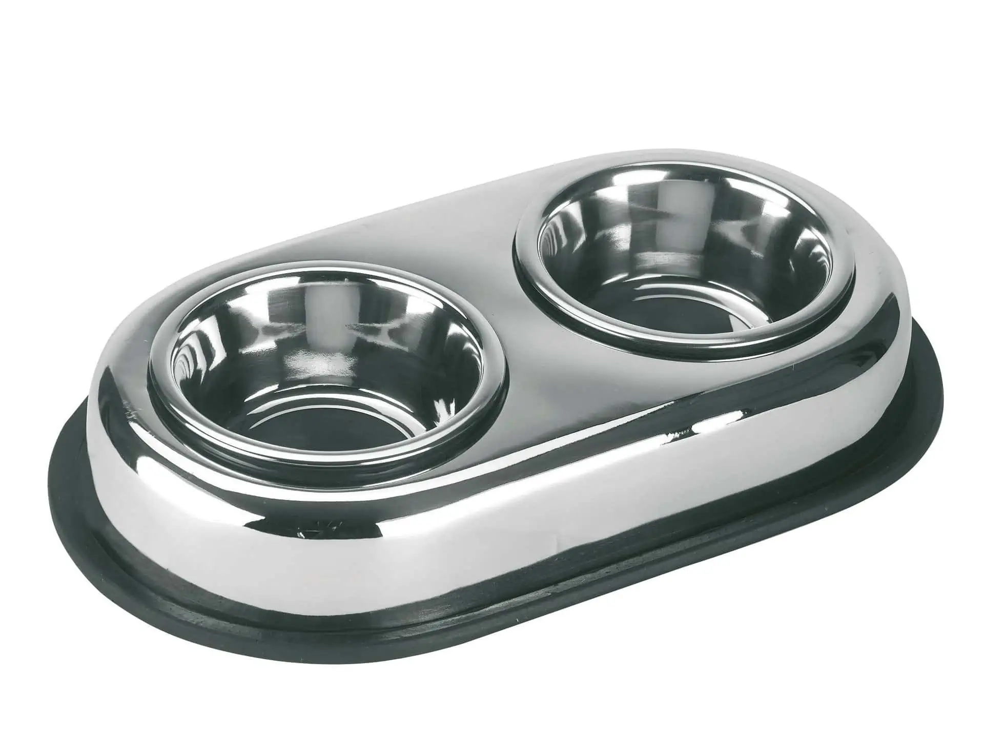 Stainless steel bowl DUO, 2x450ml, antislip, ass.colours