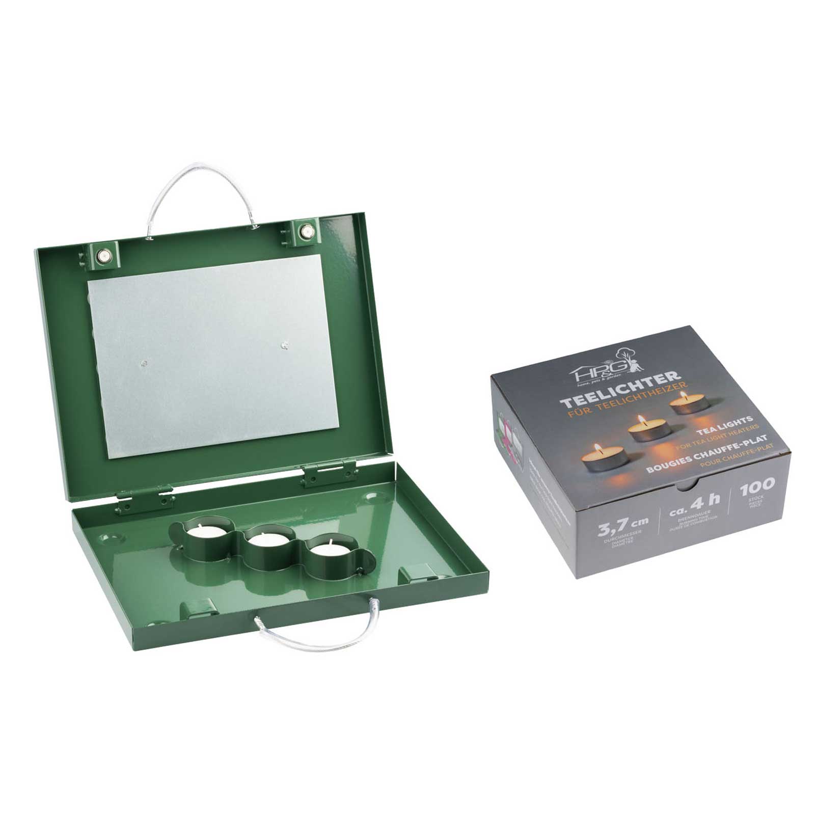 Eurohunt Teelichthizer Green With Tea Lights 100 Er Pack