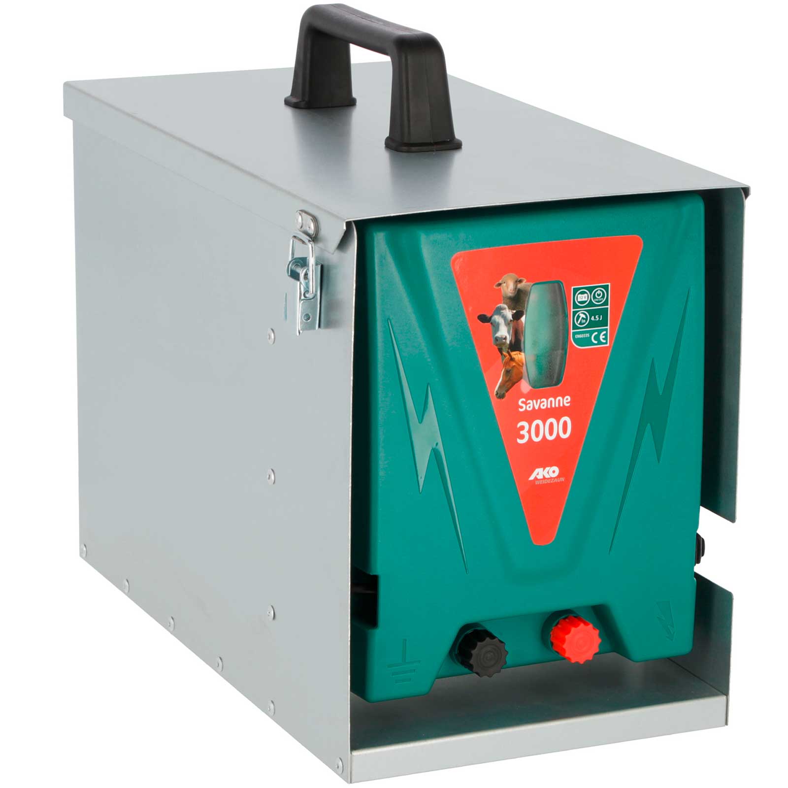 AKO Savanne 3000 electric fence energiser with metal box, 4,5 joules