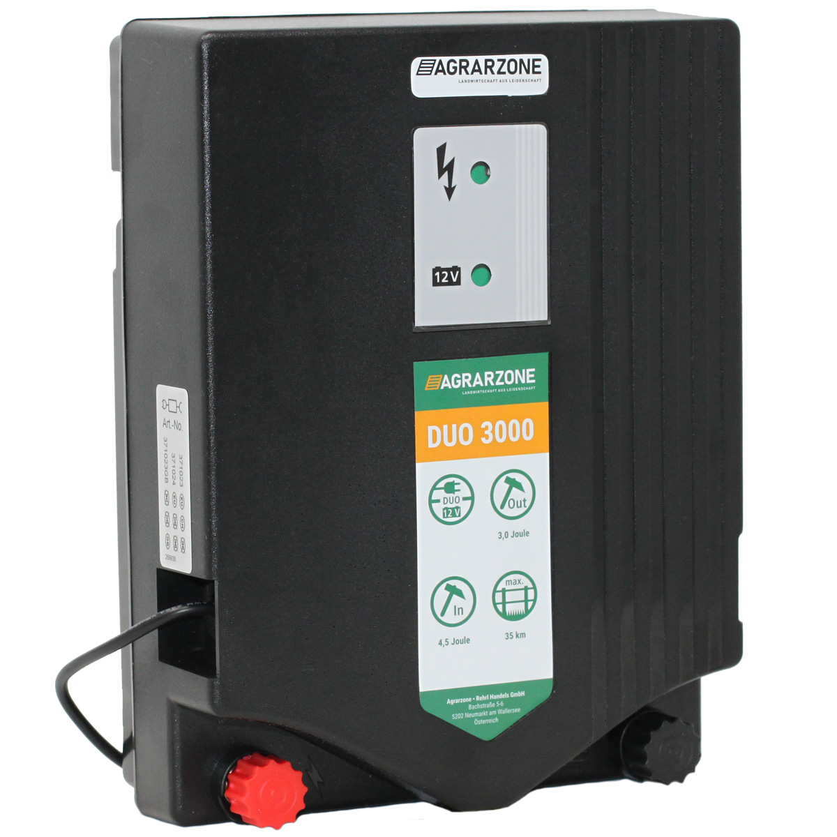 Agrarzone DUO 3000 electric fence energiser 230V / 12V, 4,5 joules