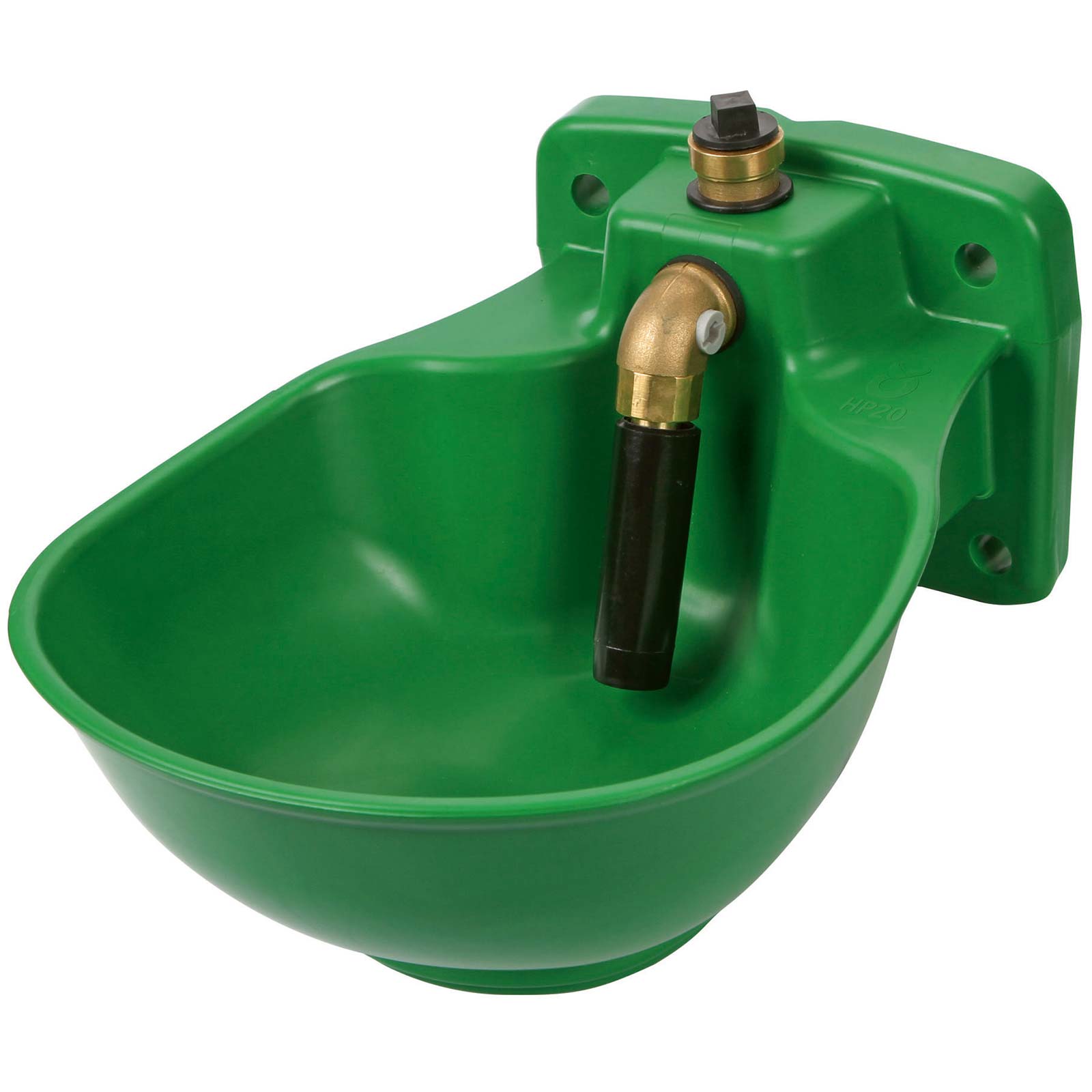 Heatable plastic water bowl HP20 with pipe valve