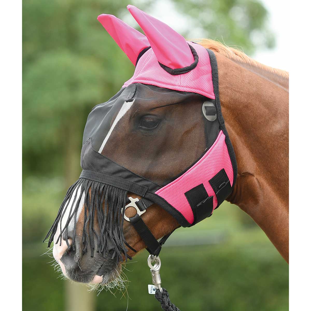 BUSSE Fly Mask Fly Cover Fransen pink/black X-full