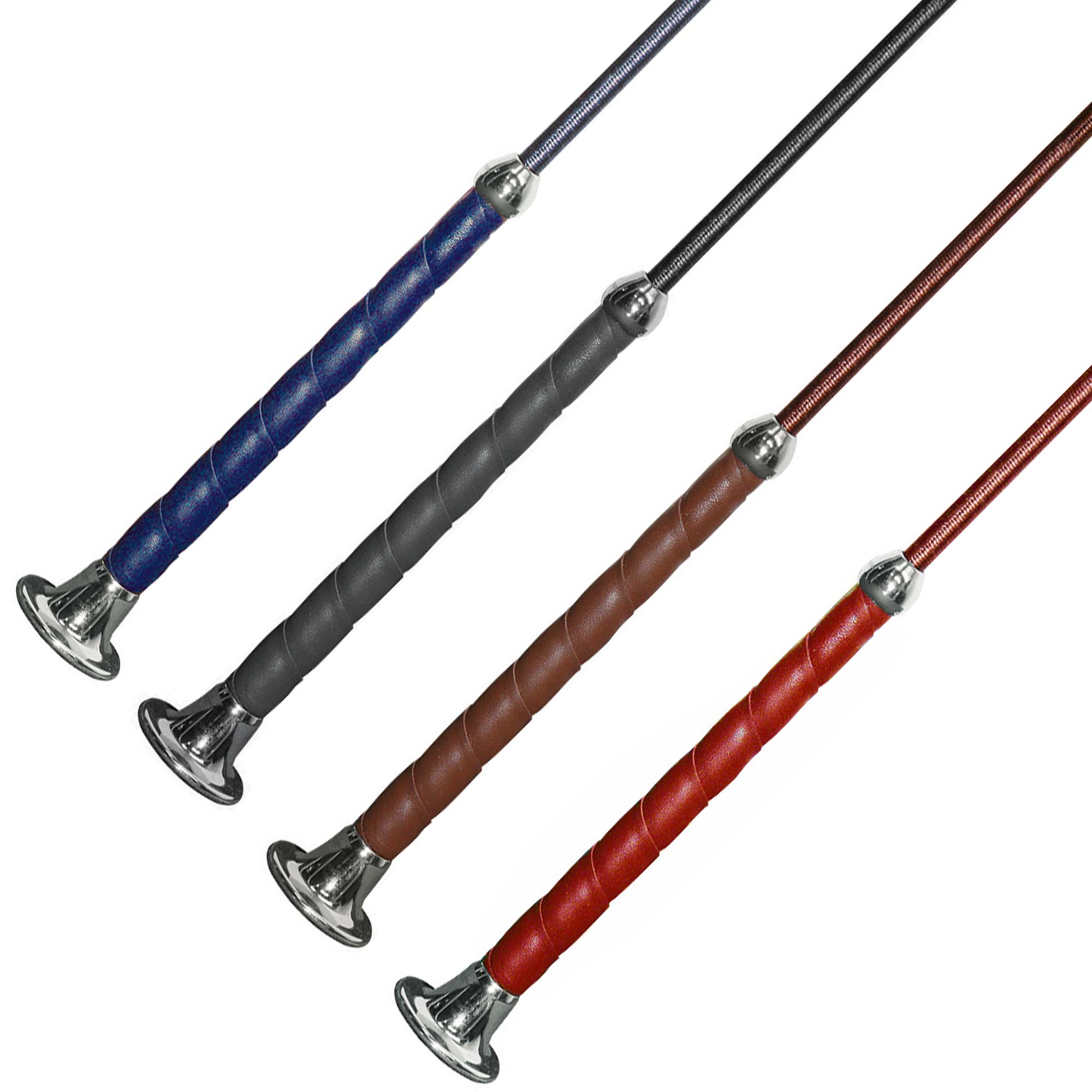 Dressage whip 110 cm leather grip brown