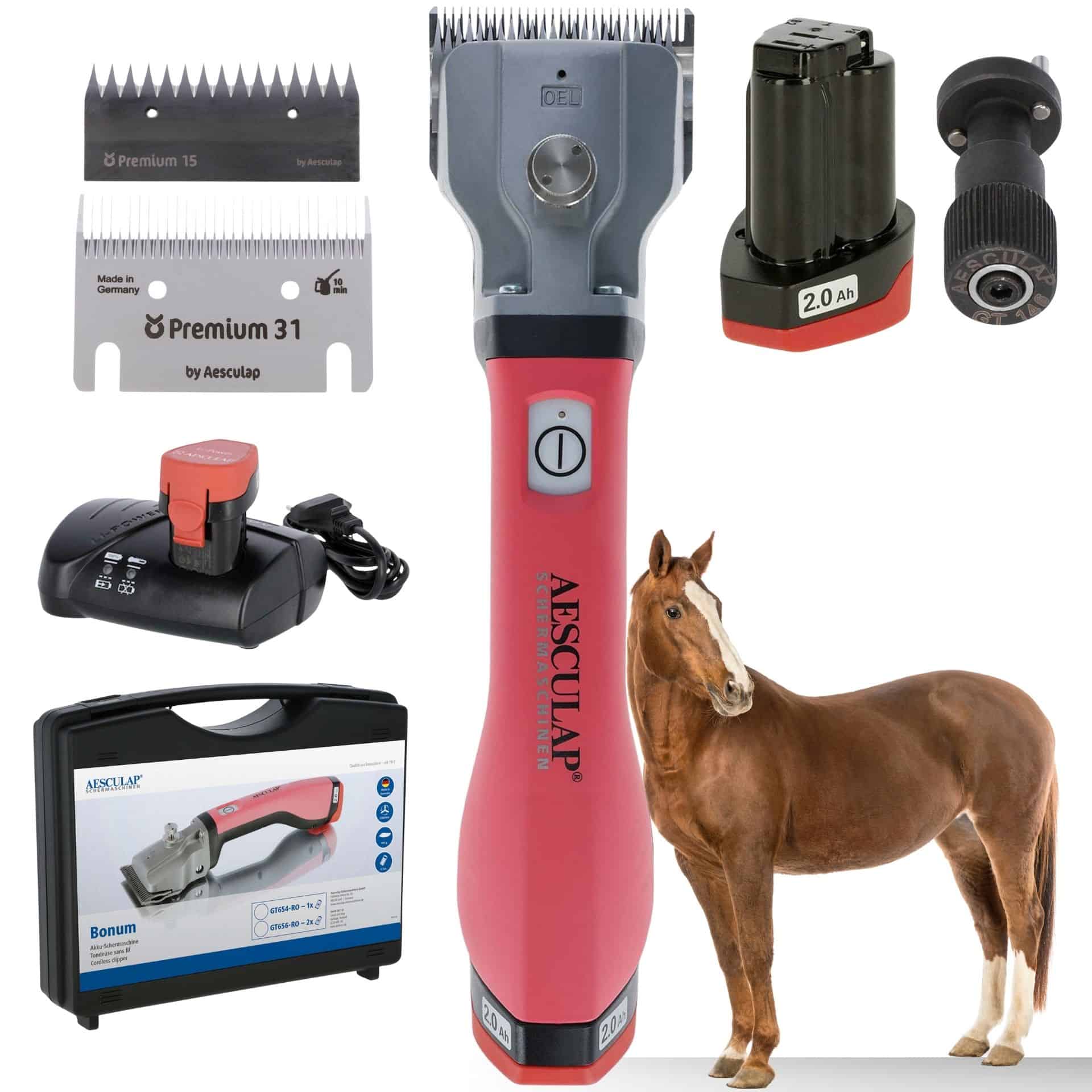 Aesculap Bonum Horse Clipper pink battery + FREE adjustment aid