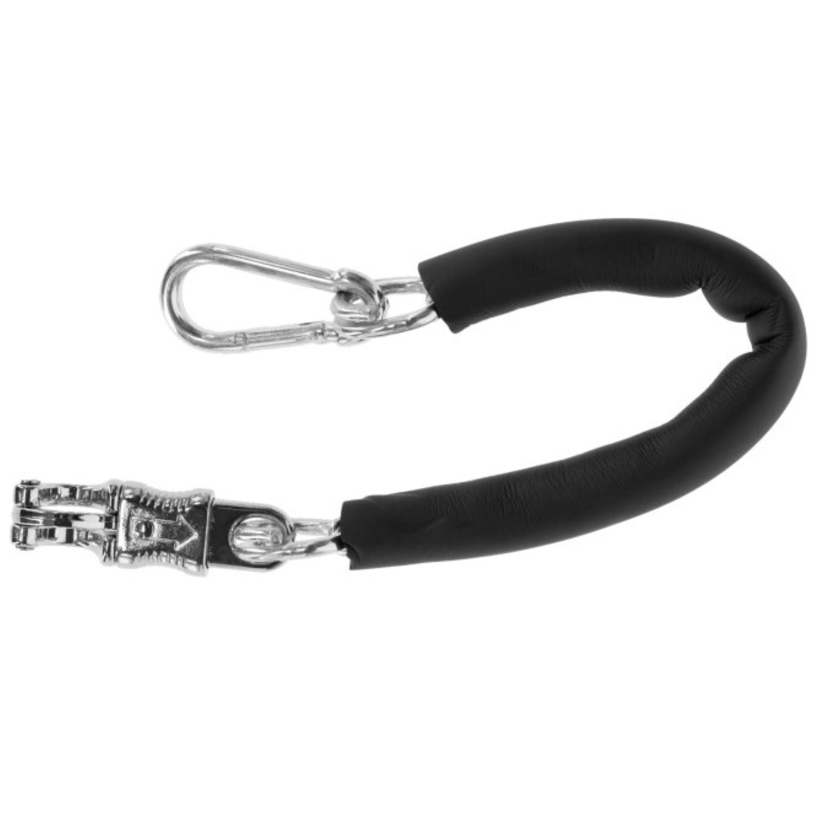 Tie chain 140cm, plastic coat, with carabine and panic hook 50 cm