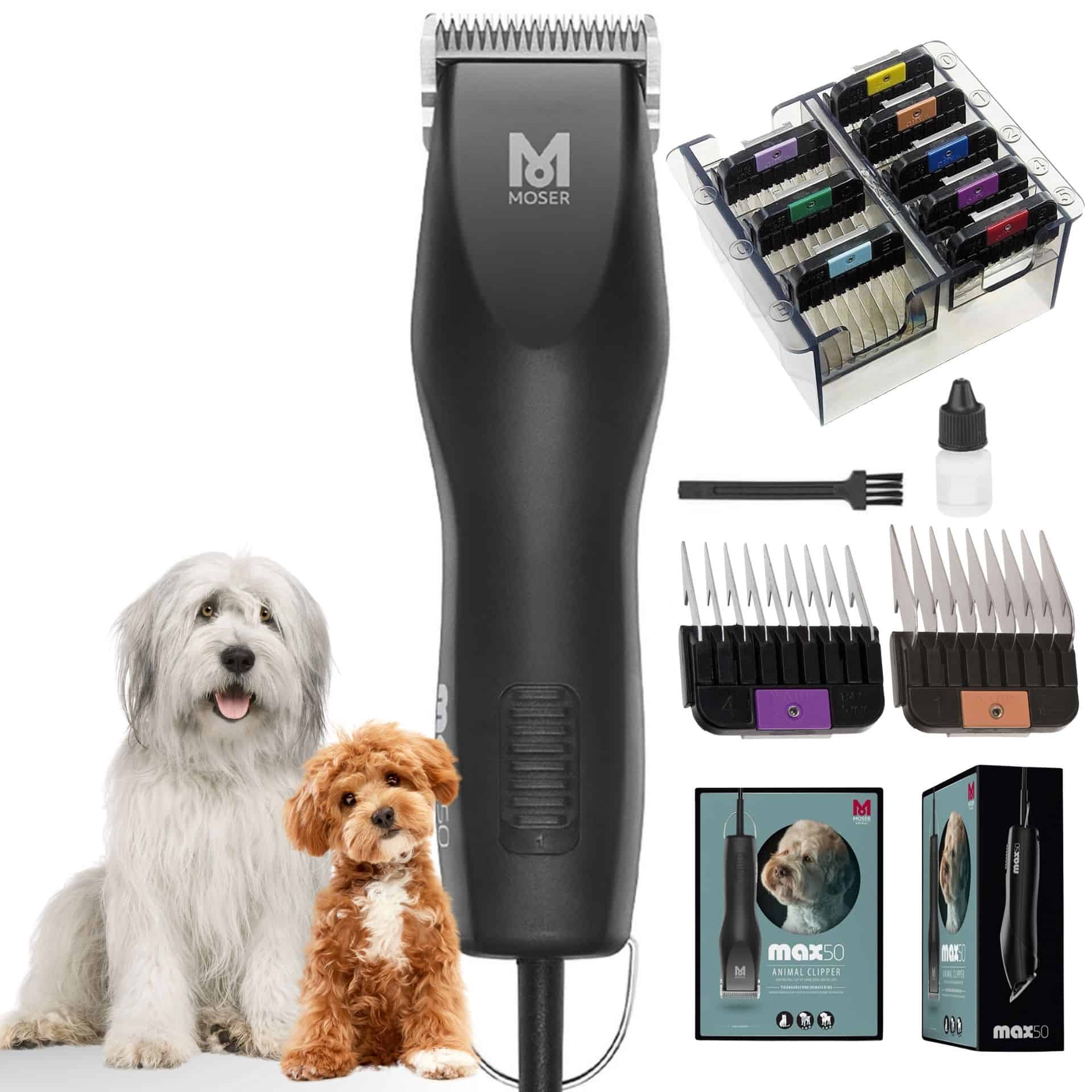 Moser Max 50 Dog Clipper with attachment comb set