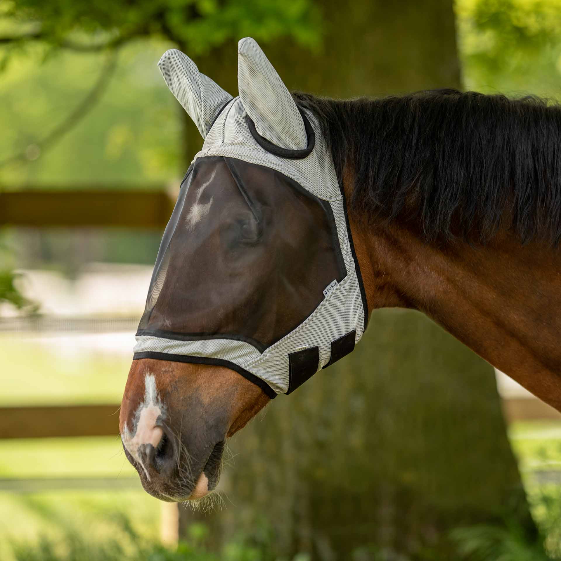 BUSSE Fly mask FLY GUARD II Shetty light gray