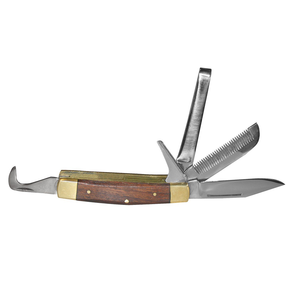 Mulitpurpose knife with woodencolor grip