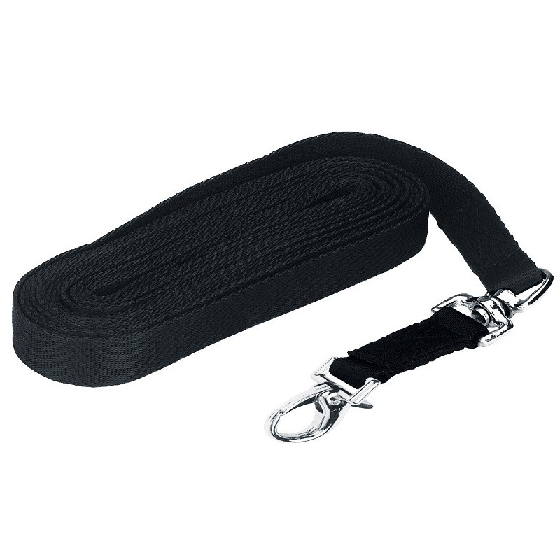 Lunge with swivel + snap-hook 7,50 m long, black