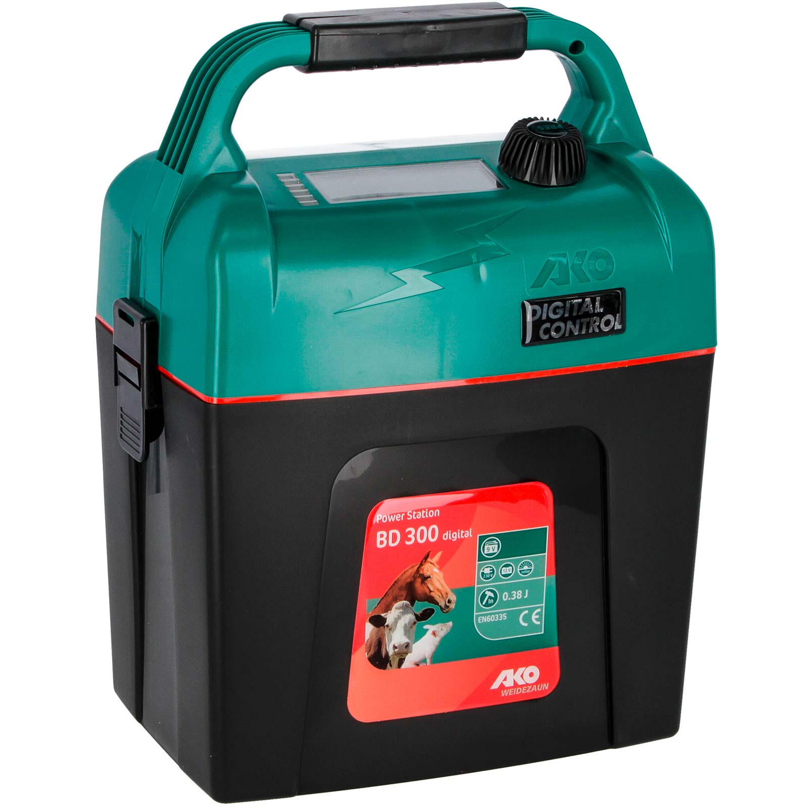 AKO Power Station BD 300 digital electric fence energiser 9V, 0,38 joules