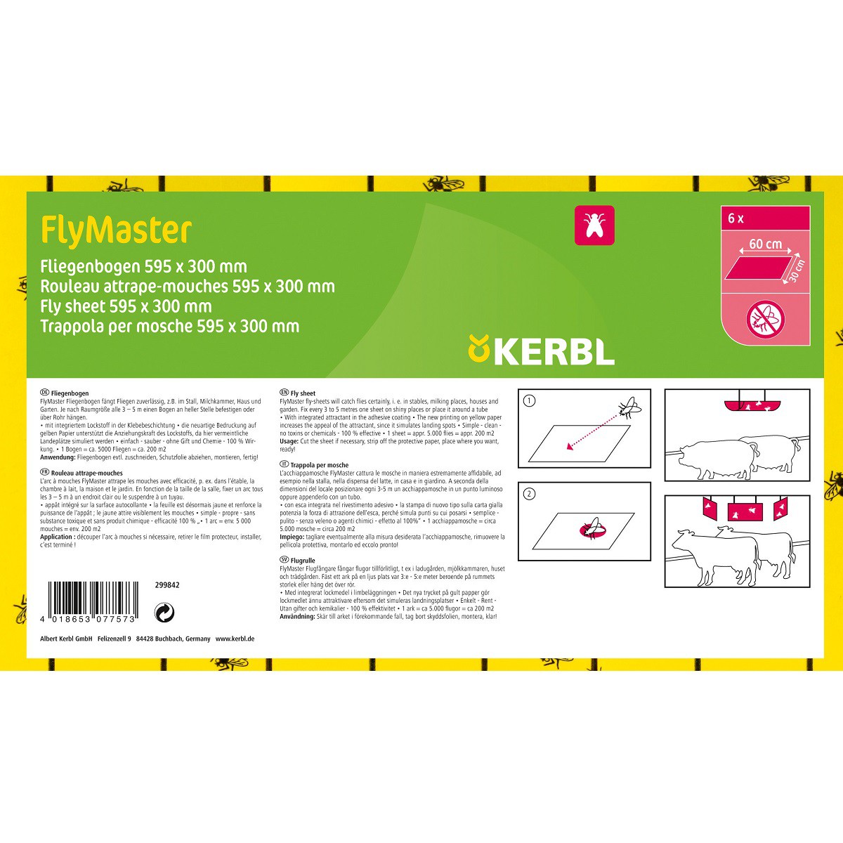 Flypaper sheet FlyMaster 595 x 30 cm 6 pcs