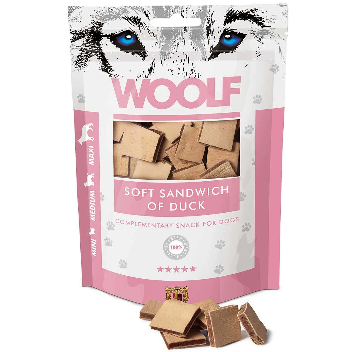 Woolf Dog treat soft sandwich of duck