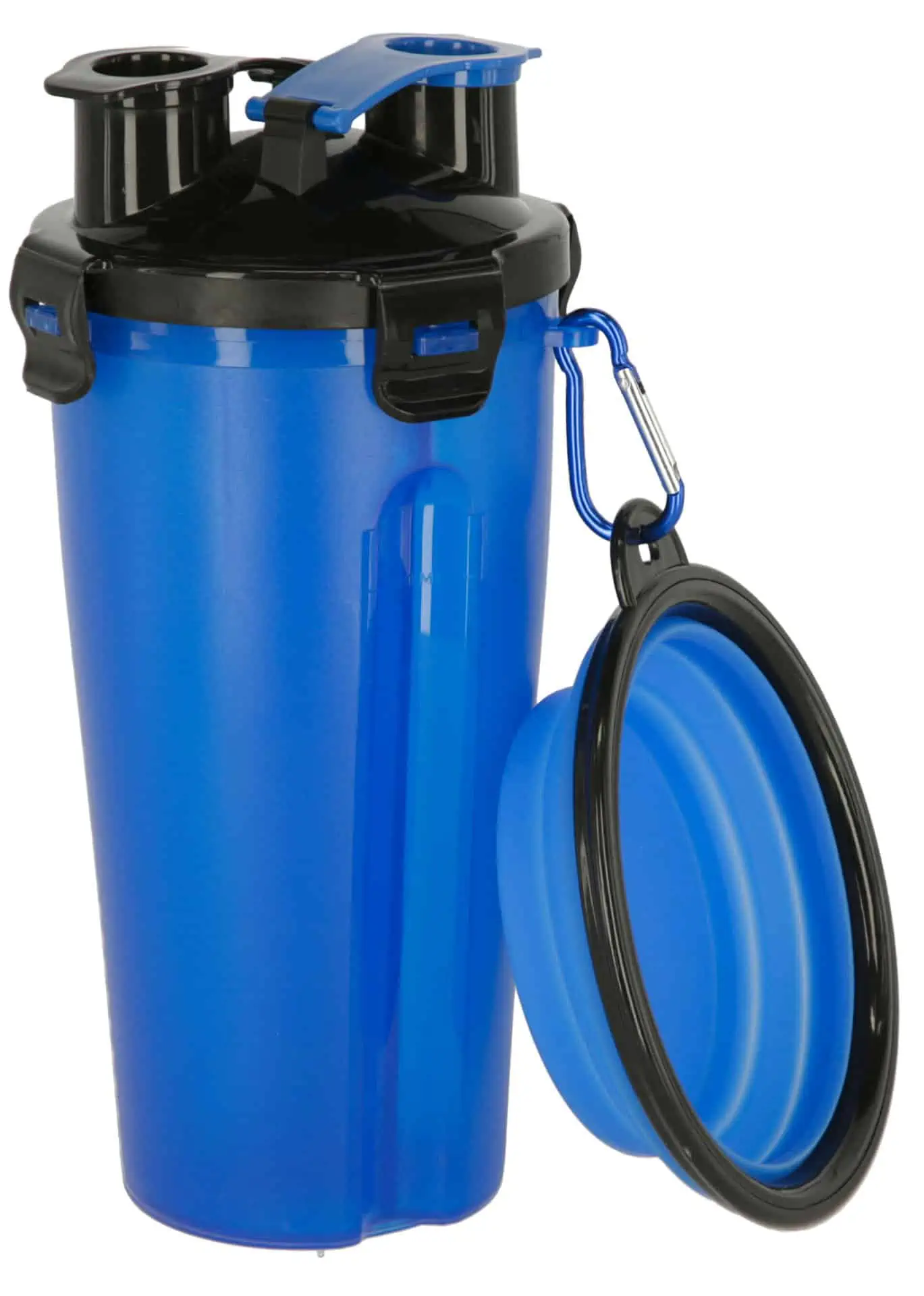 Feed and Water Containers incl. Travel Bowl blue, 2 x 350 ml