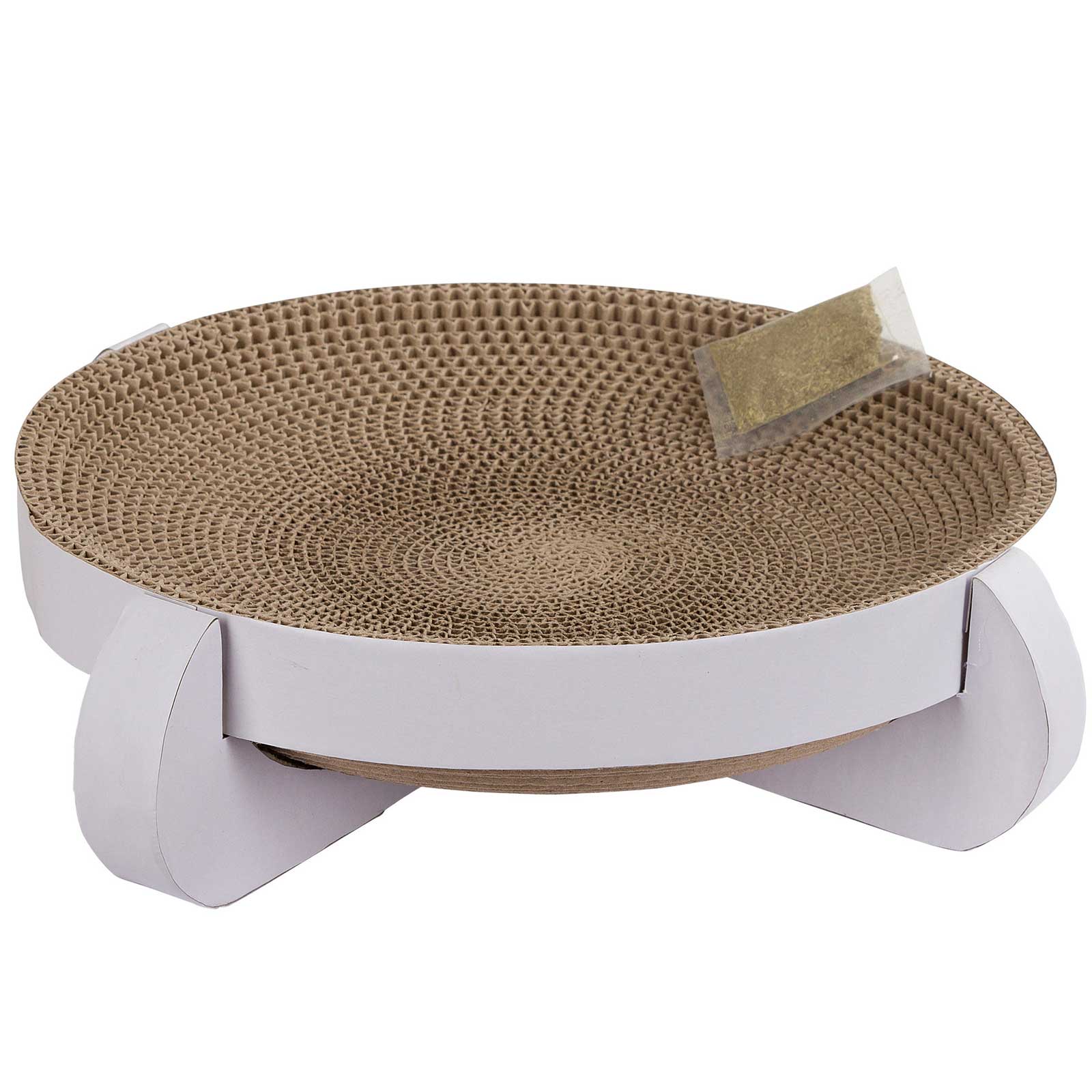 Scratching Bed Platinum 35x35x10cm,with Catnip, white