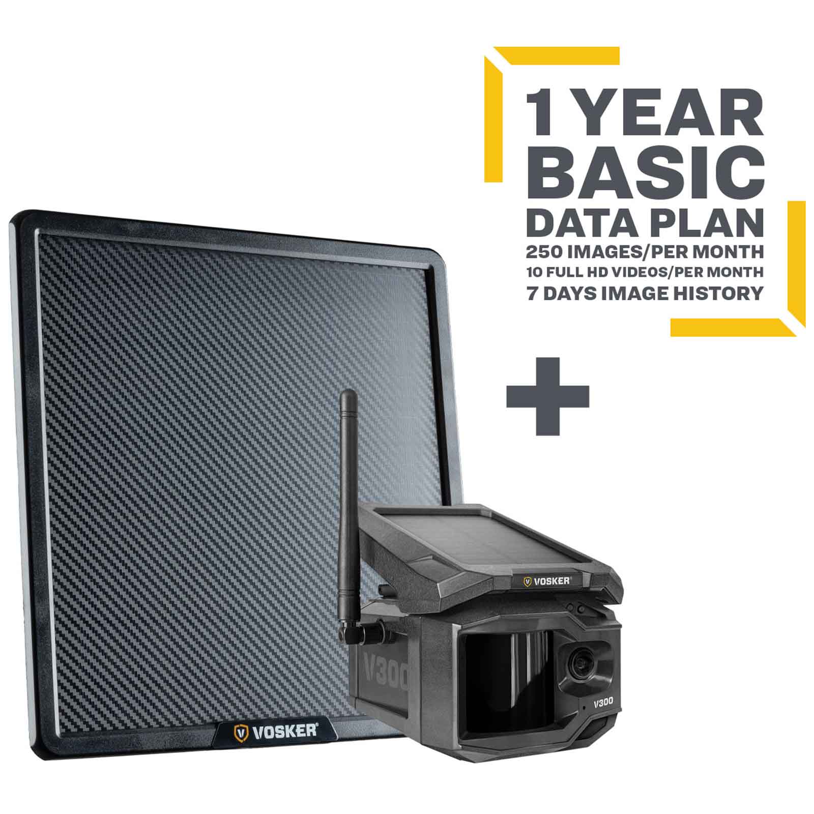 Vosker V300 Surveillance Camera + Solar Powerbank + Basic Annual
