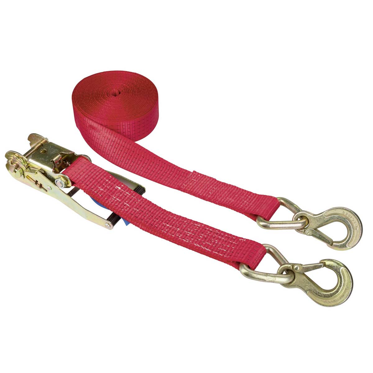 Ratchet lashing strap 50mm/8m with trangular hook + ring