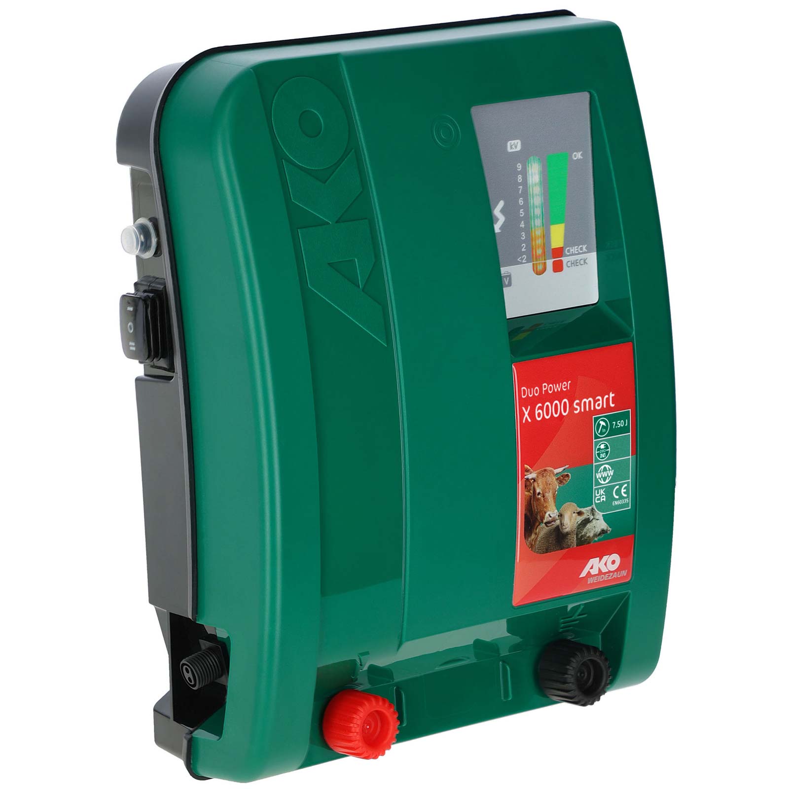 AKO DUO Power X 6000 smart electric fence energiser, 12V / 230 V, 7,5 Joule