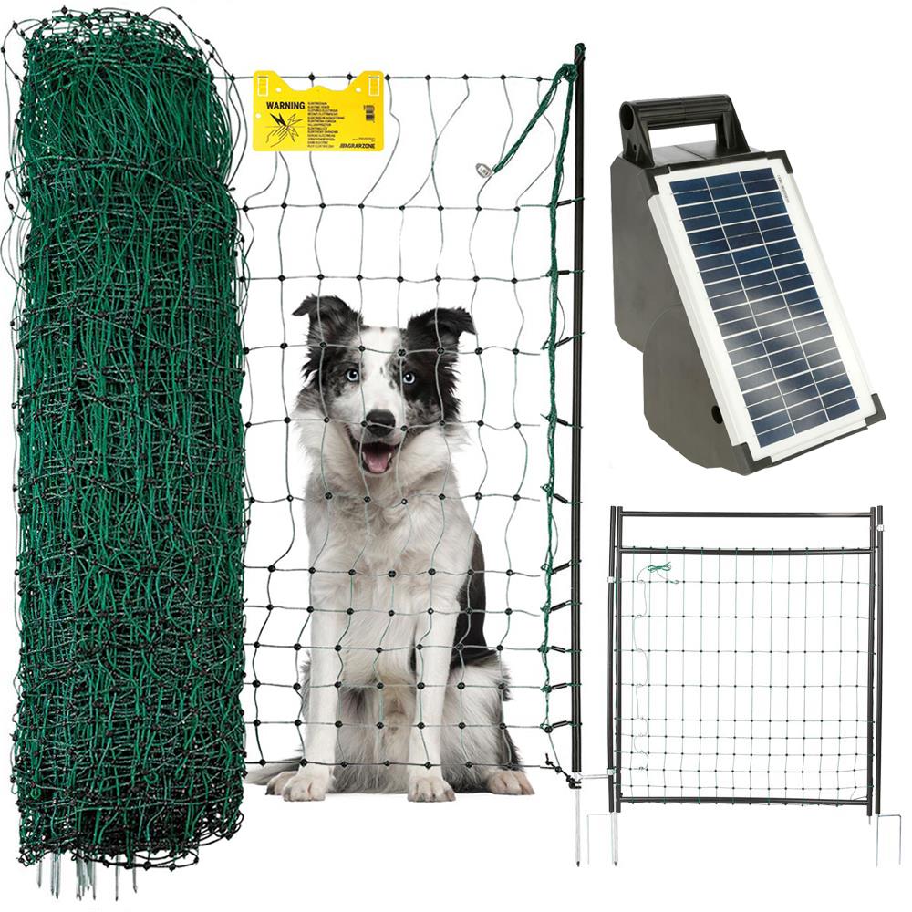 Agrarzone dog fence set S800 SOLAR 12V, 1,2J, net 50m x 106cm, with door, green