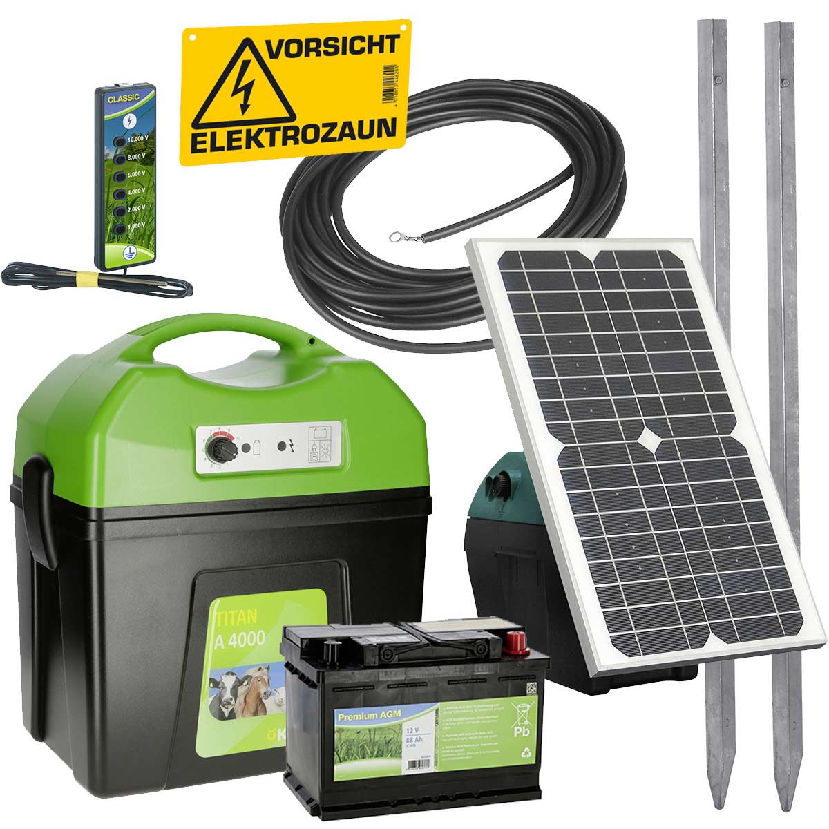 Horse complete fence set with solar power 25 W